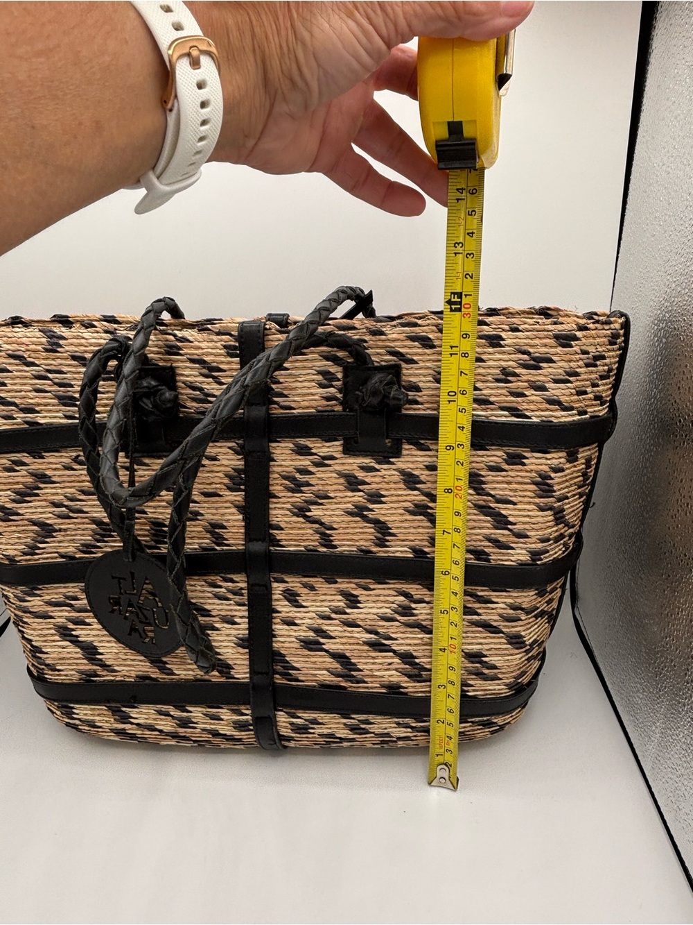 Black & Natural Woven Tote Bag by: “Watermill Tote” Altuzarra - Picture 6 of 7